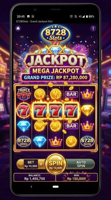 Cuplikan layar menu unduhan 8728slots untuk perangkat Android